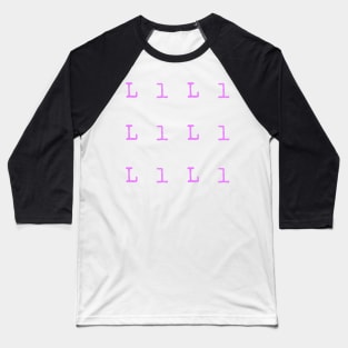 Pink Typewriter Letter L Baseball T-Shirt